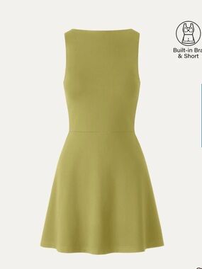 OGL Chartreuse mini fit and flare dress